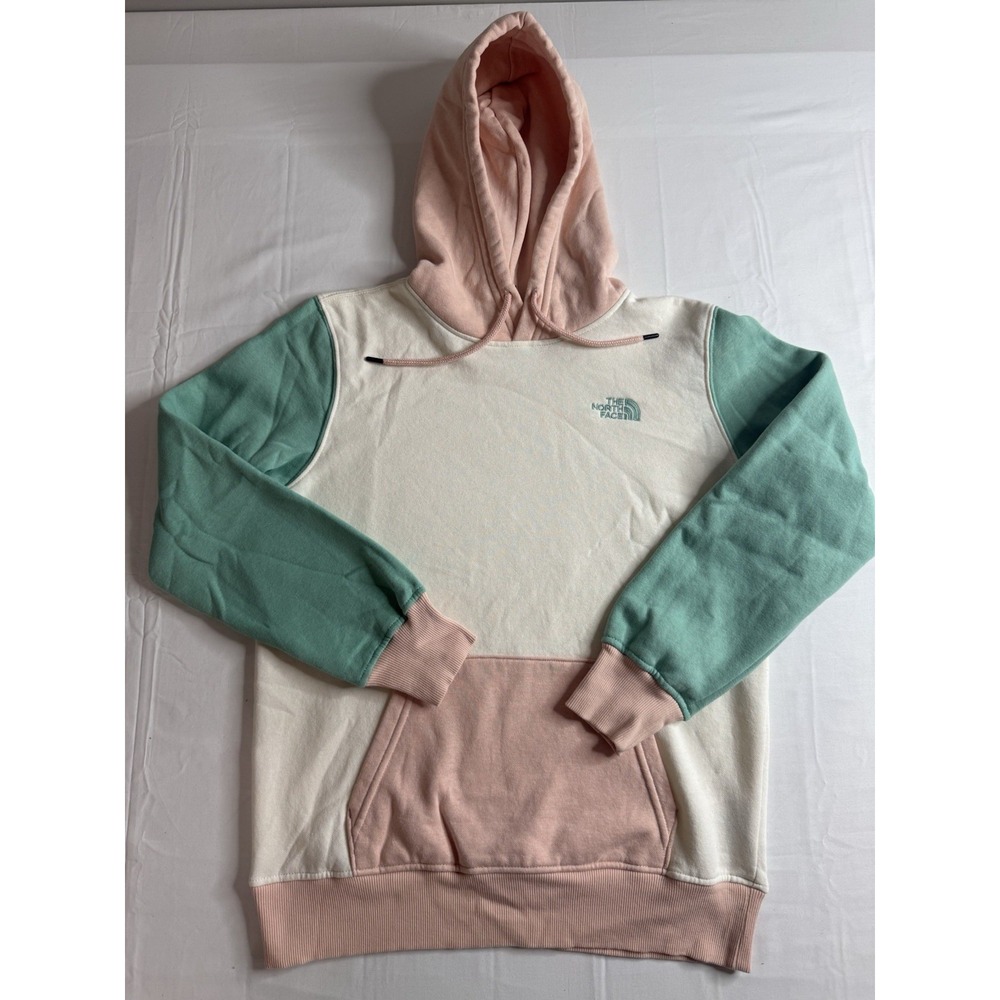 The North Face Women's Size Small Colorblock Pullover Hoodie Cream, Pink & Mint